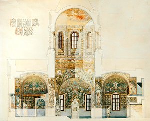 Egy templom tervezése a Medvednikova birtokon alkotó: Ivan Sergeyevich Kuznetsov