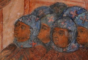 Freskó a Szűzanya-székesegyházban, Novgorod, 18. század eleje.
