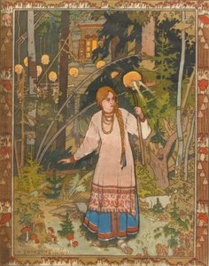 Vaszilisa, a Szép Illusztráció a Szép Vaszilisza című könyvhöz, 1900 alkotó: Ivan Yakovlevich Bilibin