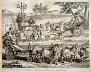 Apollo szekere - Kivonat a "Masque royal" albumból (Mascara real) - A J De Fehrt (Defehrt) rézmetsze (1723-1774) alkotó: J.A. Defehrt