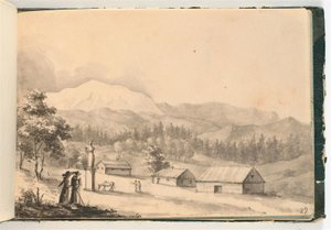 Hegyi táj emberekkel és házakkal alkotó: Johan Christian Dahl