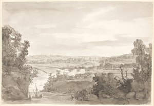 Kilátás Kongsbergre, Norvégiára alkotó: Johan Christian Dahl