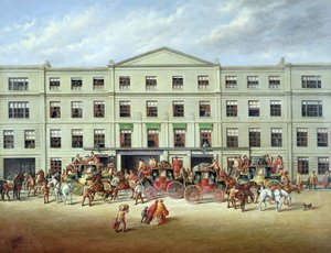 Lócsere a Plough Innen kívül, Cheltenham, 1870 alkotó: J.C. Maggs