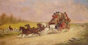 A királyi postakocsi a róka és a vadászat között, 1881 alkotó: J.C. Maggs