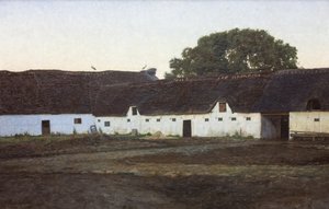 Egy farm Vendsysselben. Napnyugta alkotó: J.C. Schlichtkrull