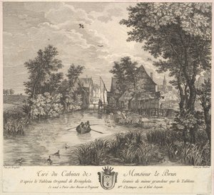 Folyói táj a festmény után Poullain úr szekrényében, 1780. alkotó: JF Borgnet
