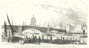 London, Bankside felől, a Southwark Bridge alatt (metszet)
