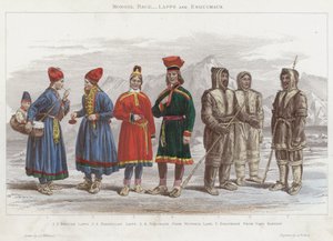 Mongol Race, Lapps és Esquimaux (színes metszet)