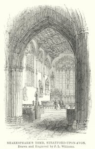 Shakespeare sírja, Stratford-upon-Avon (metszet)