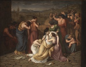 Andromache kétségbeesett Hector teste láttán
