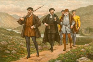 John Knox kardot viselő George Wishart előtt, a dundee-i merénylet után