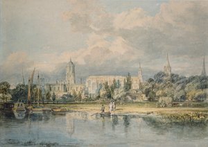 A Krisztus-templom déli nézete stb. a rétről, 1798-1799 alkotó: Joseph Mallord William Turner