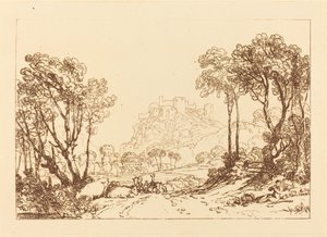 A kastély a rétek felett, 1808-ban jelent meg. alkotó: Joseph Mallord William Turner