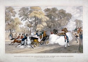 Merényletkísérlet Viktória királynő ellen, Constitution Hill, Westminster, London, 1840 alkotó: JR Jobbins