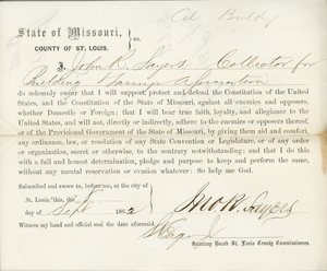 John R. Sayers hűségesküje, Missouri, St. Louis megye alkotó: J.R. Sayers