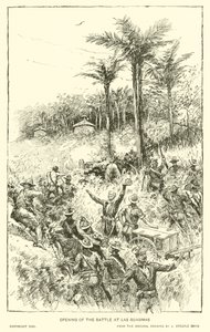 A csata megnyitása Las Guasimas-ban (litho)