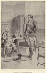 Washington és Dinwiddie kormányzó (litho) alkotó: J. (after) Steeple Davis