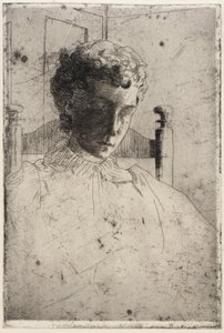 Nő néz lefelé alkotó: J. Alden Weir