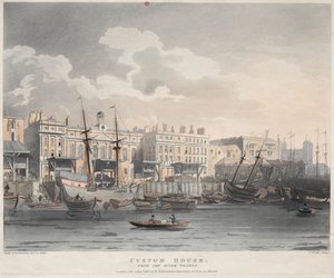 Vámház, a Temze folyótól, 1808.