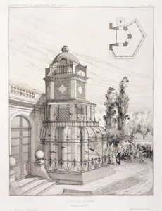 Madárház énekesmadarak számára, különféle építészek terveiből álló kötetből, kocsma. Morel & Cie, Párizs, 1880 körül