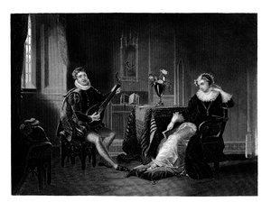 Chatelar lantot játszik Máriának, a skót királynőnek, 1560-as évek, 1860