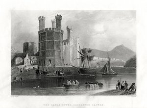 The Eagle Tower, Carnarvon Castle, Caernarfon, Észak-Wales, 1860