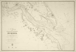 A Humber folyó bejáratának felmérése Williamm Hewett, R.N. parancsnok által, az Admiralitás főparancsnokainak megbízásából 1828-ban.