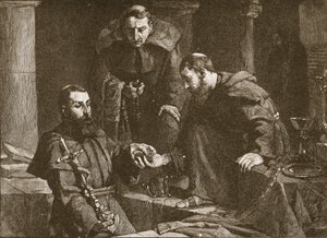 Kincs elrejtése egy kolostor elnyomásánál, illusztráció a The Church of England: A History for the People-ből, H.D.M. Spence-Jones, kocsma. 1910 körüli litho szépia fénykép alkotó: J. Cooke