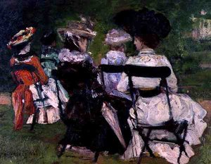 In the Park, 1900 körül (olaj a fedélzeten) alkotó: J. Edward Homerville Hague