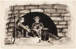 Express Villa (csak futóknak): Egy meleg sarok Franciaországban, 1917 (toll, ecset és tinta papíron) alkotó: J. Griffiths