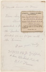 Levél a Liverpool Weekly Courier versenyszerkesztőjének, 1917 alkotó: J. Griffiths