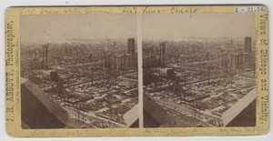 Sztereográfia a víztoronytól délnyugatra az 1871-es chicagói tűzvész után alkotó: J. H. Abbott
