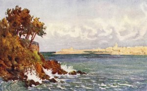 St Malo a Priory strandról, Dinard (színes litó)