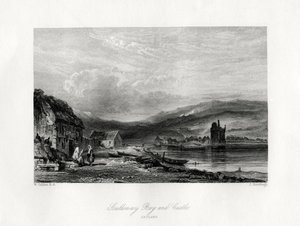 Scalloway-öböl és kastély, Zetland, 19. század alkotó: J. Horsburgh