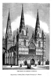 A Lichfield-székesegyház nyugati frontja, 1843 alkotó: J. Jackson