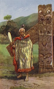 Maori főnök (színes litho)