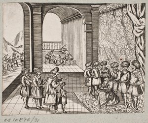 Illusztráció Adam Oleariushoz, „Perzsa Rosenthal, Schich Saadi leleményes költője […]”, Schleswig 1660