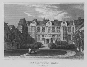 Heslington Hall, Yorkshire (metszet) alkotó: John Preston Neale