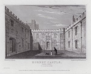 Hornby kastély, Belső udvar, Yorkshire (metszet) alkotó: John Preston Neale