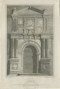 Ingestre Hall - Bejárati ajtó: metszet, nd [c 1821] (nyomat) alkotó: John Preston Neale