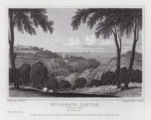 Mulgrave kastély, általános kilátás, Yorkshire (metszet) alkotó: John Preston Neale