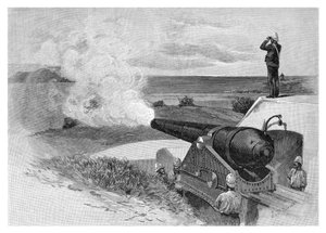 25 tonnás fegyver a Middle Head-ben, Sydney, Új-Dél-Wales, Ausztrália, 1886.
