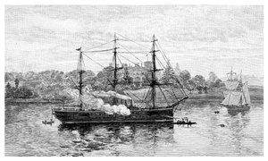 Kormányház és HMS Nelson, Sydney, Új-Dél-Wales, Ausztrália, 1886.