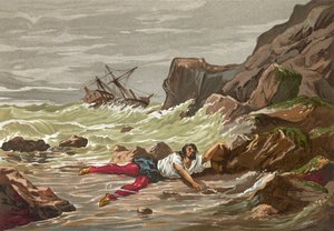 Vesalius halála hajótörésben, amikor visszatért a Szentföldről alkotó: J. Serra