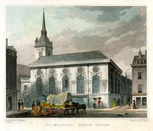 St Michael Queenhithe templom, London City, 1831.
