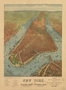 A perspektivikus térkép nem méretarányosan készült. New York alkotó: J. W. Root and Tinker Williams