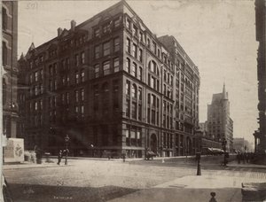 A Dearborn és a Monroe Streets délkeleti sarka, Chicago, 1890 alkotó: J. W. Taylor