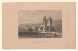 Kilátás a Johanniskirche-re, Lahnstein közelében Utca. János-templom, Niederlahnstein közelében / St. Johanneskirche Berg Niederlahnstein / Eglise de St. János. Pres Niederlahnstein (cím a tárgyon) alkotó: J. Weeks