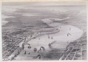 New Orleans madártávlatából, „The History of the United States”, 4. évf. II, Charles Mackay, metszett W. Ridgeway, 1830 körül alkotó: J. Wells