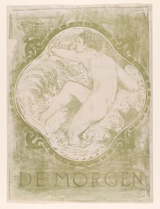 Meztelen nő a hullámokban De Morgen / Vázlat egy falfestményhez a Vooruit Purmerend épületében, építész J.J.P. Régi. (cím a tárgyon)